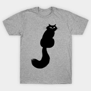 Cool Cat - Longhaired Black Cat with Long Tail T-Shirt